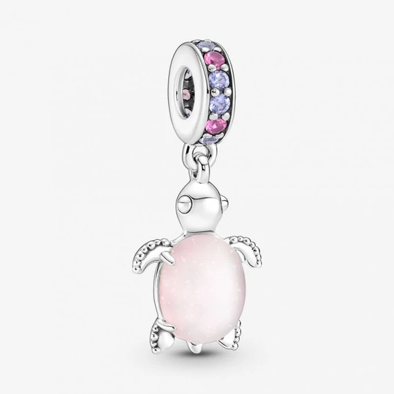 Pandora  - Muranói üveg rózsaszín tengeri teknős függő charm - 798939C02