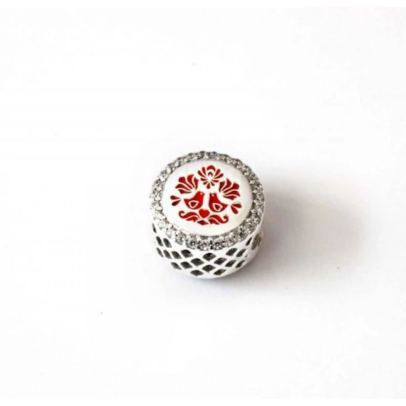 Pandora  - Magyarországi népi motívumos ezüst charm - 792016CZ_E010