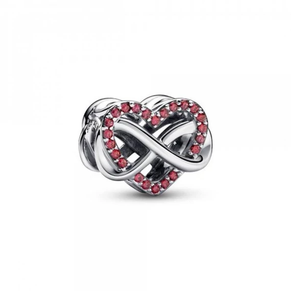 Pandora  - Szív és végtelen ezüst charm piros cirkóniával - 792246C01