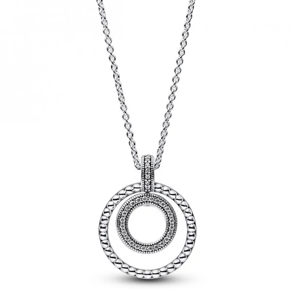Pandora  - Signature pavé és gyöngyök medál és nyaklánc - 392308C01-50