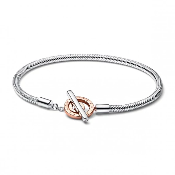 Pandora  - Signature kéttónusú T-kapcsos kígyólánc karkötő - 582309C00-18