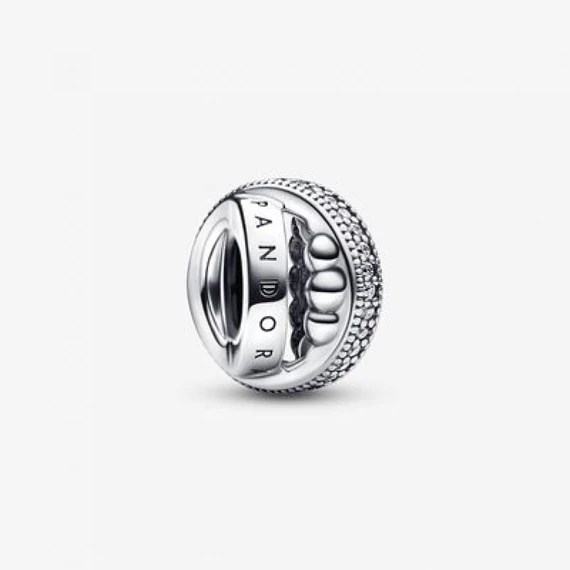 Pandora  - Pandora Signature logó pavé és gyöngy charm - 792317C01