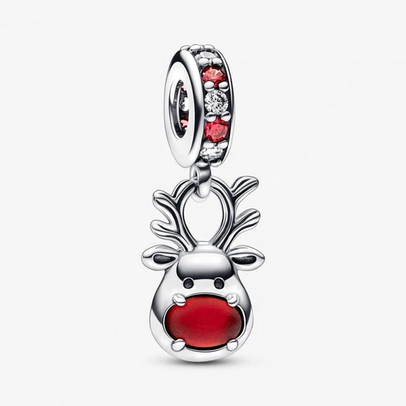 Pandora  - Piros orrú rénszarvas muranói függő charm - 792330C01