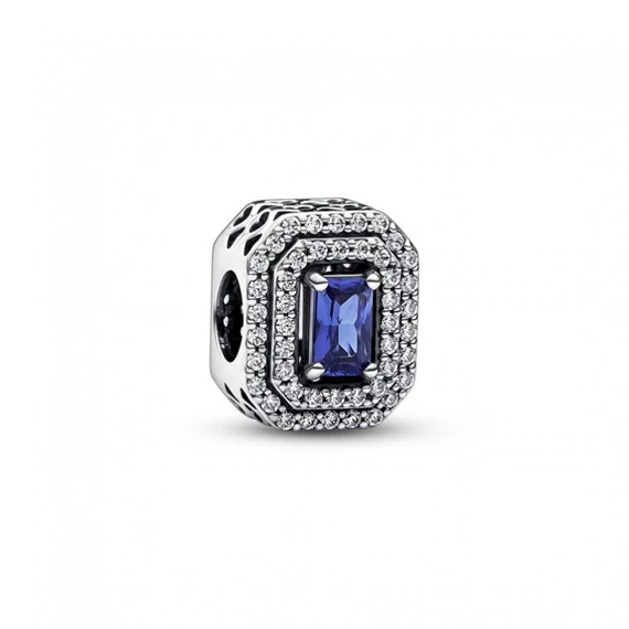Pandora  - Kék szikrázó lapos négyszögletes charm - 792385C01