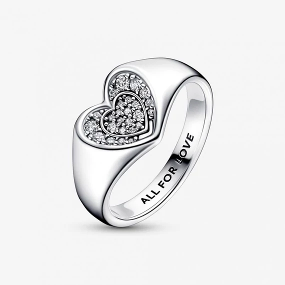 Pandora  - Ragyogó szív pavé pecsétgyűrű - 192491C01-50