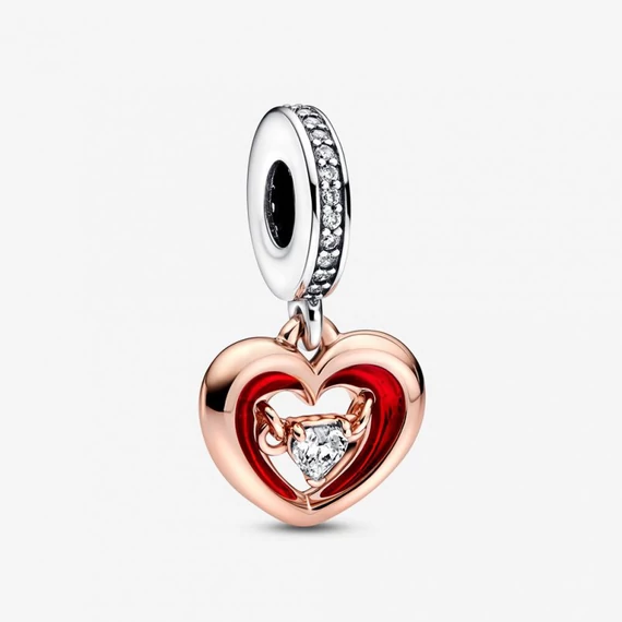 Pandora  - Kéttónusú sugárzó szív függő charm - 782450C01