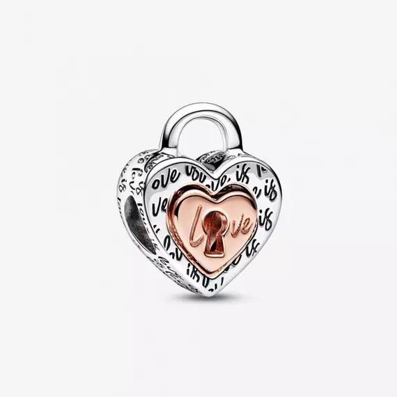 Pandora  - Kéttónusú lakat megosztható szív charm - 782505C00