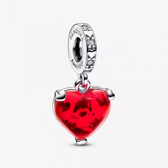 Pandora  - Disney Mickey és Minnie egér csók piros muranói üveg függő charm - 792522C01