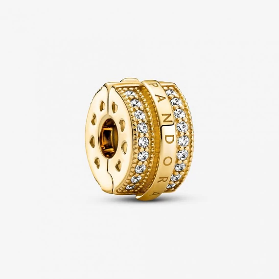 Pandora  - Szikrázó pavé vonalak és logó klip charm - 769042C01