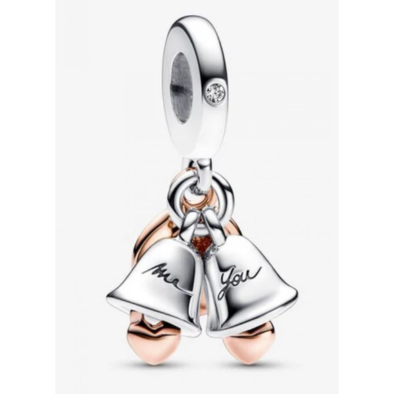 Pandora  - Kéttónusú esküvői harang dupla függő charm - 782592C01