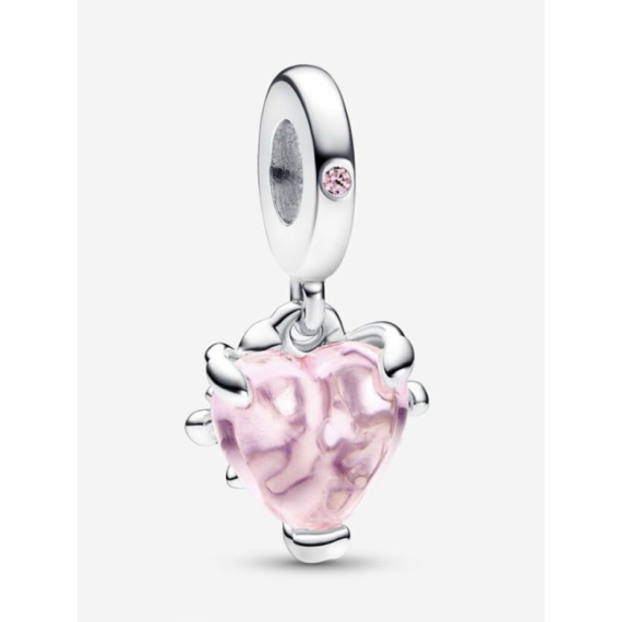 Pandora  - Rózsaszín családfa és szív alakú függő charm - 792654C01