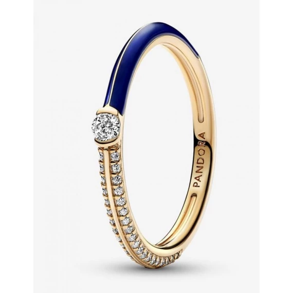 Pandora  - ME PAVÉ ÉS KÉK DUPLA GYÛRÛ - 162528C01-56