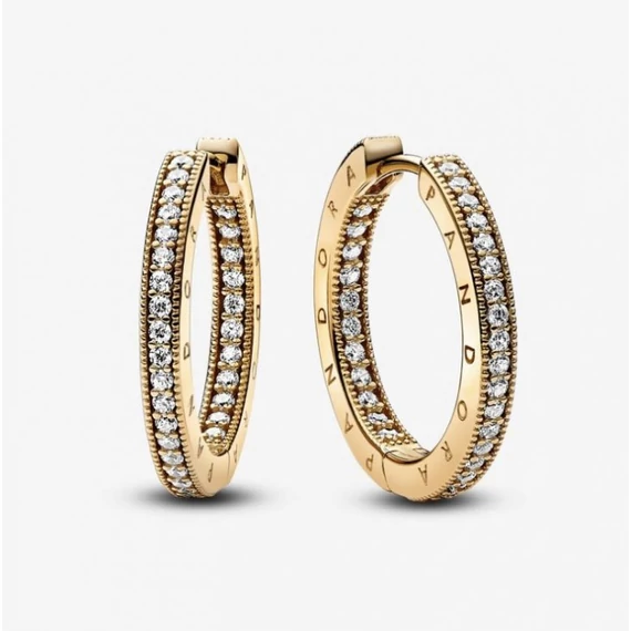 Pandora  - Signature Logó és pavé karika-fülbevaló - 262738C01