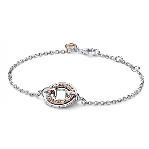 Pandora  - Signature Kéttónusú logó és pavé láncos karkötő - 582741C01-20