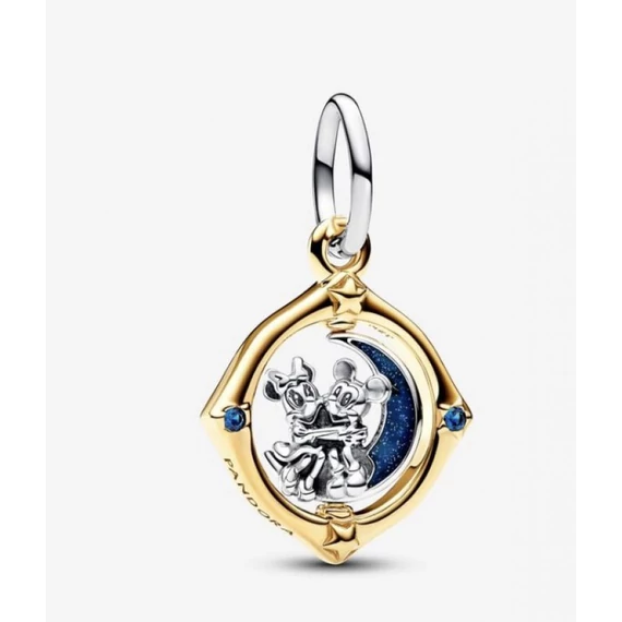 Pandora  - Disney Mickey egér és Minnie egér kéttónusú forgó hold függő charm - 762955C01