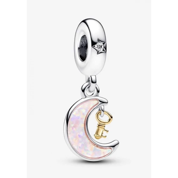 Pandora  - Kéttónusú kulcs és hold függő charm - 762985C01