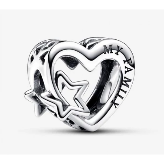 Pandora  - Áttört családi szív és csillag charm - 792829C00