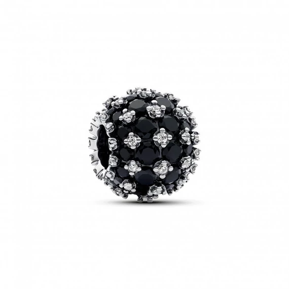 Pandora  - Szikrázó pavé fekete kerek charm - 792630C04