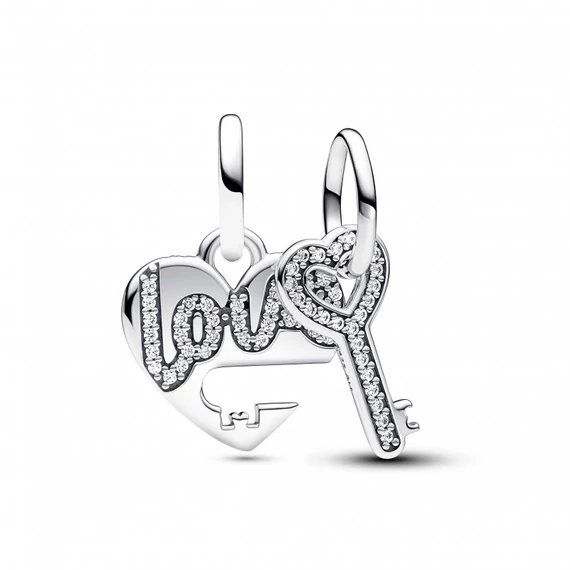 Pandora  - Megosztható szív és kulcs függő charm - 793081C01