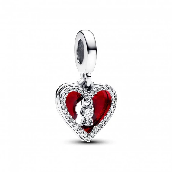 Pandora  - Piros szív és kulcslyuk dupla függő charm - 793119C01