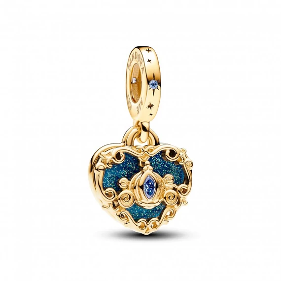Pandora  - Disney Hamupipőke hintója és szív dupla függő charm - 763072C01