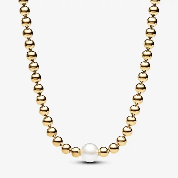 Pandora  - Kezelt édesvízi tenyésztett gyöngy és fémgyöngyök collier nyaklánc - 363176C01-45