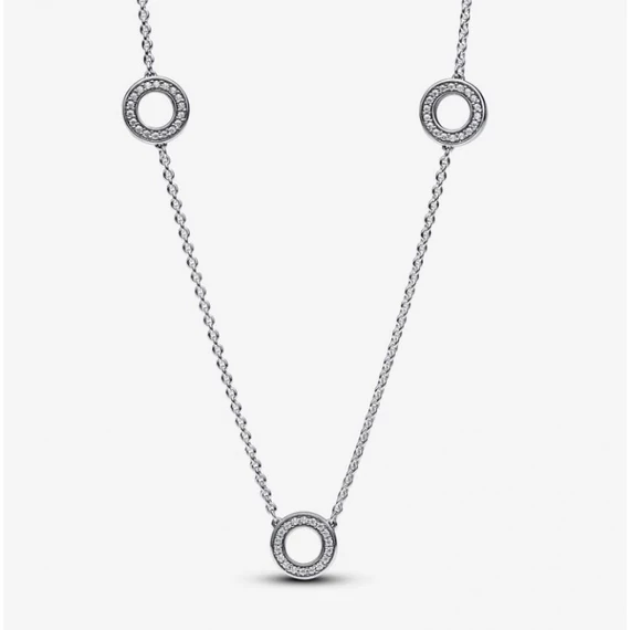 Pandora  - Pavé karikák láncos nyaklánc - 393162C01-50