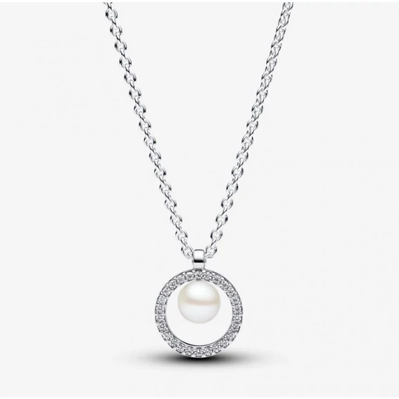 Pandora  - Kezelt édesvízi tenyésztett gyöngy és pavé collier nyaklánc - 393165C01-45