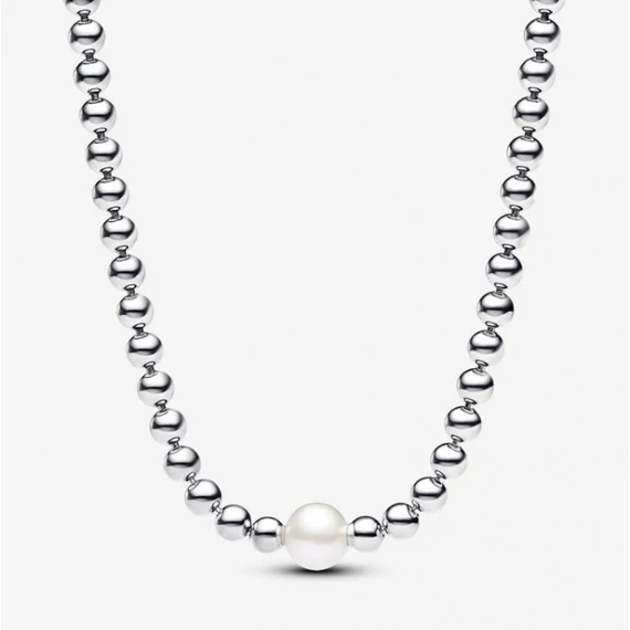 Pandora  - Kezelt édesvízi tenyésztett gyöngy és fémgyöngyök collier nyaklánc - 393176C01-45
