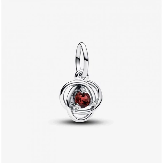 Pandora  - Piros örökkévalóság kör függő charm - 793125C07