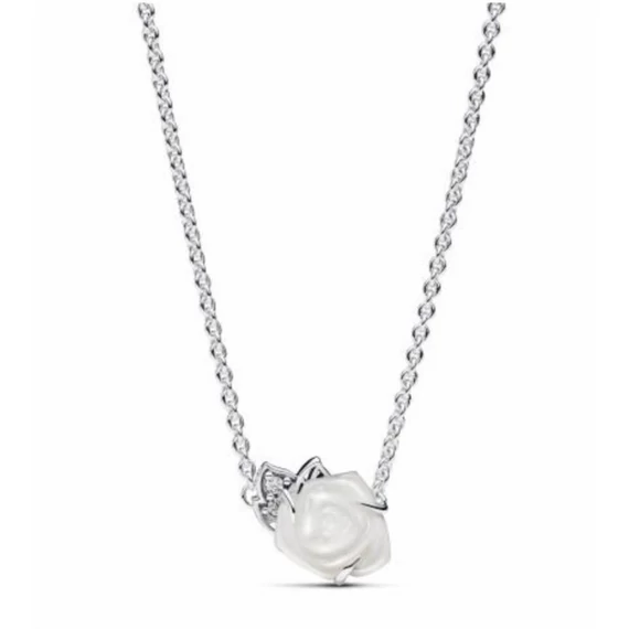 Pandora  - Fehér virágzó rózsa collier nyaklánc - 393206C01-45
