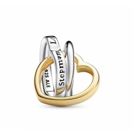 Pandora  - Kéttónusú mostohaanya összefonódó szívek charm - 763244C00