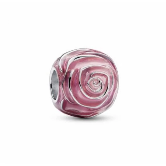 Pandora  - Rózsaszín virágzó rózsa charm - 793212C01