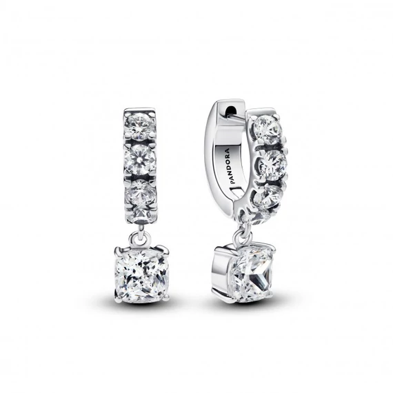 Pandora  - Pavé függő karika-fülbevaló - 293547C01