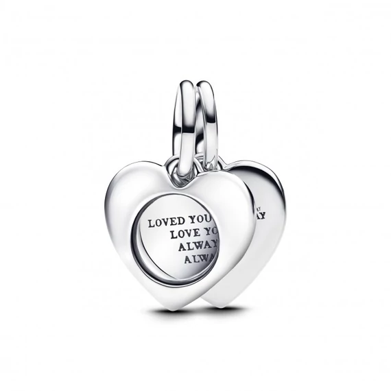 Pandora  - Gravírozható szív nagyító dupla függő charm - 793671C00