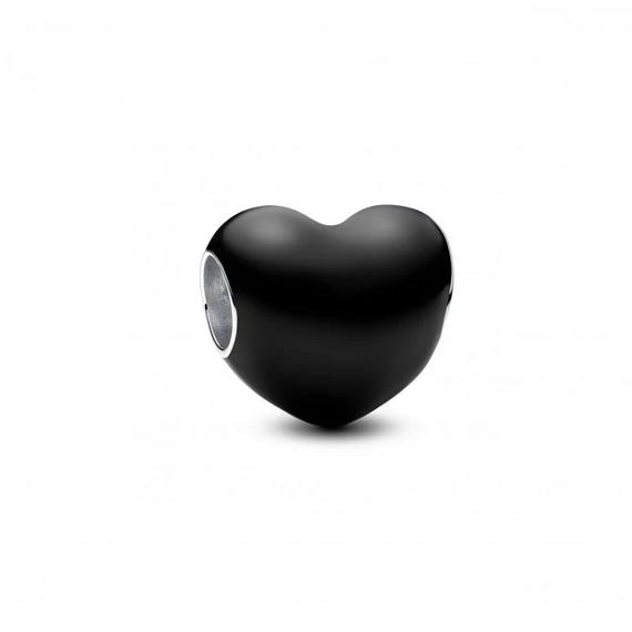 Pandora  - Metál hatású fekete szív charm - 793337C04
