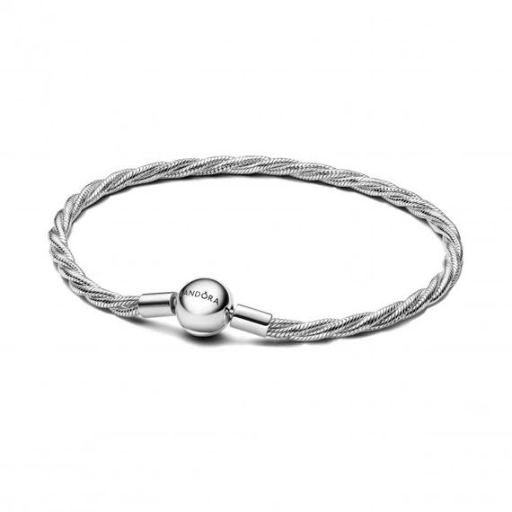 Pandora  - Kerek Pandora kapcsos csavart kígyólánc karkötő - 593757C00-18