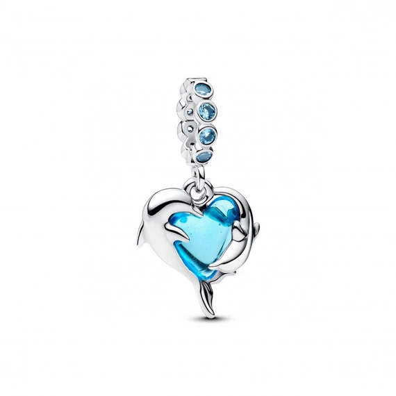 Pandora  - Kék muranói üveg delfinek függő charm - 793924C01