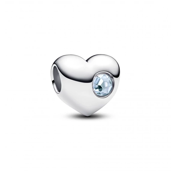 Pandora  - Tengerkék köves gravírozható szív charm - 794161C03