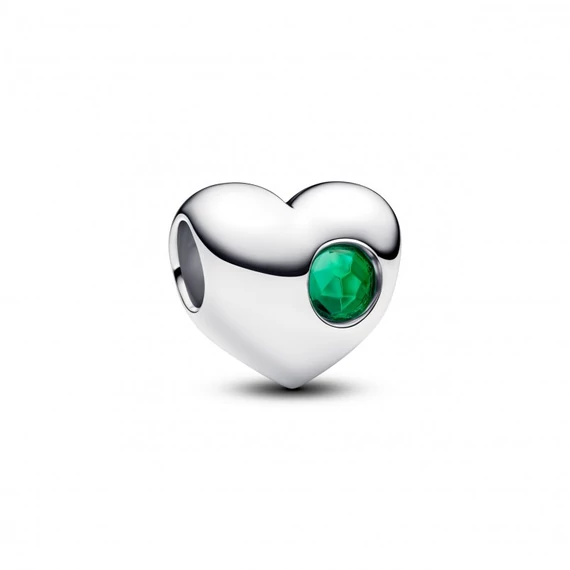 Pandora  - Zöld köves gravírozható szív charm - 794161C05