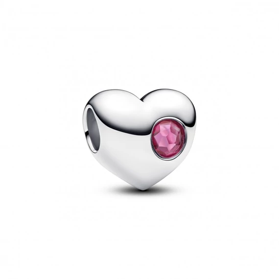 Pandora  - Rózsaszín köves gravírozható szív charm - 794161C10