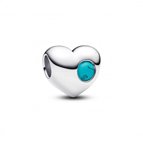 Pandora  - Türkizkék köves gravírozható szív charm - 794161C12