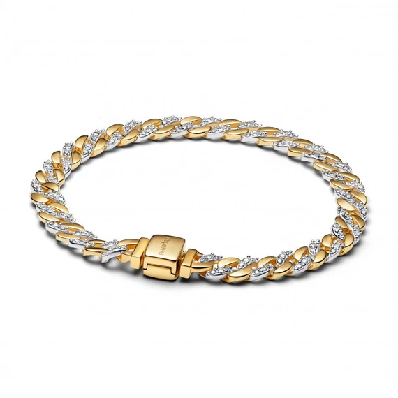 Pandora  - Kéttónusú pavé kubai láncos karkötő - 564229C01-18