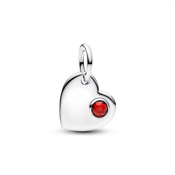 Pandora  - Gravírozható szív piros köves függő charm - 794295C01