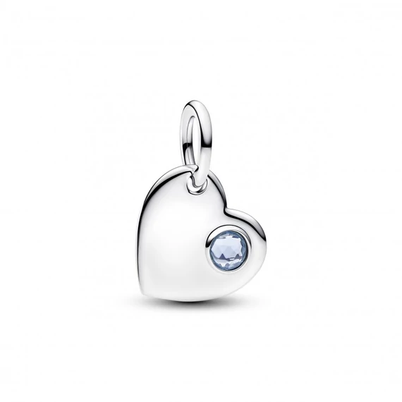 Pandora  - Gravírozható szív tengerkék köves charm - 794295C03