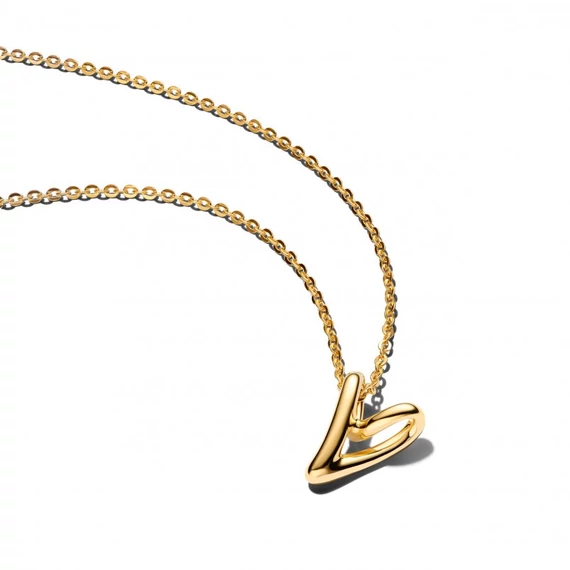 Pandora  - Organikus formájú szív kis méretű medálos nyaklánc - 364360C00-45