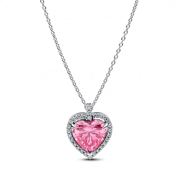 Pandora  - Rózsaszín glória szív collier nyaklánc - 394414C01-45