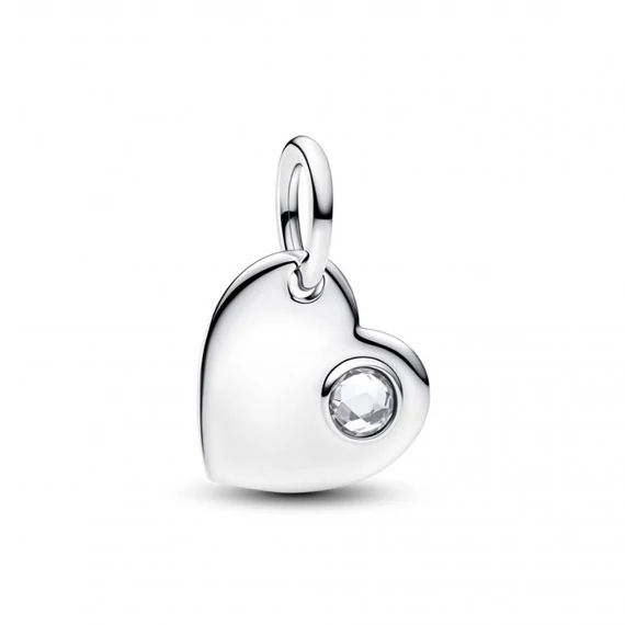 Pandora  - Április gravírozható szív áttetsző köves függő charm - 794295C04
