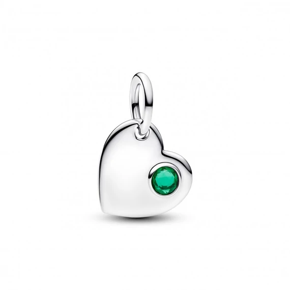 Pandora  - Május gravírozható szív zöld köves függő charm - 794295C05
