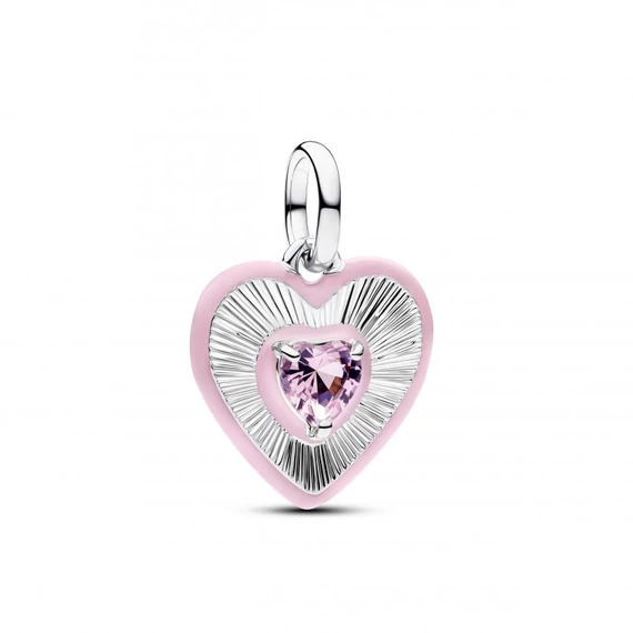 Pandora  - Sugárzó rózsaszín szív medál charm - 794409C01